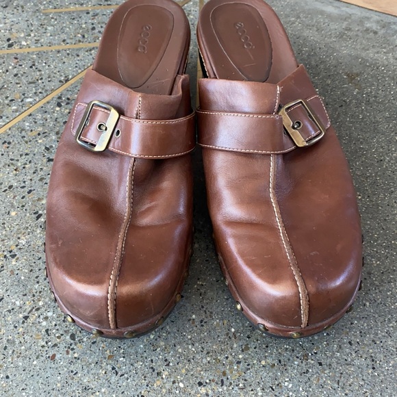 ECCO Brown Buckle Clogs Mule Shoes Women's 42 11 - Picture 2 of 10